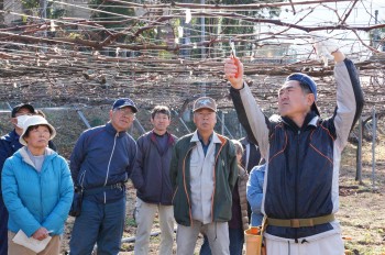 新井会長の実技による説明を真剣に聞く参加者