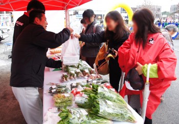 新鮮野菜を販売するＪＡ職員